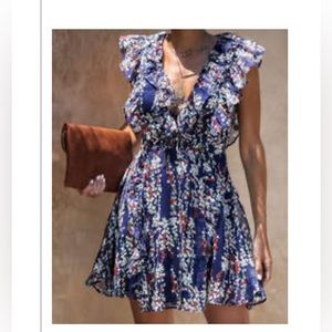 Floral lace-up Ruffle Dress Size S